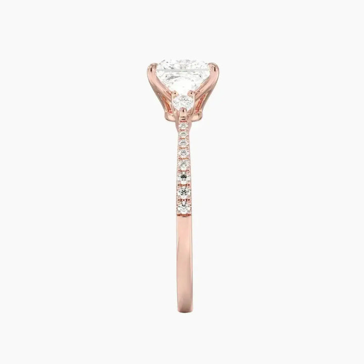 Calliope Pave Princess Three Stone 2 Carat Lab Grown Diamond Engagement Ring in 14K White Gold