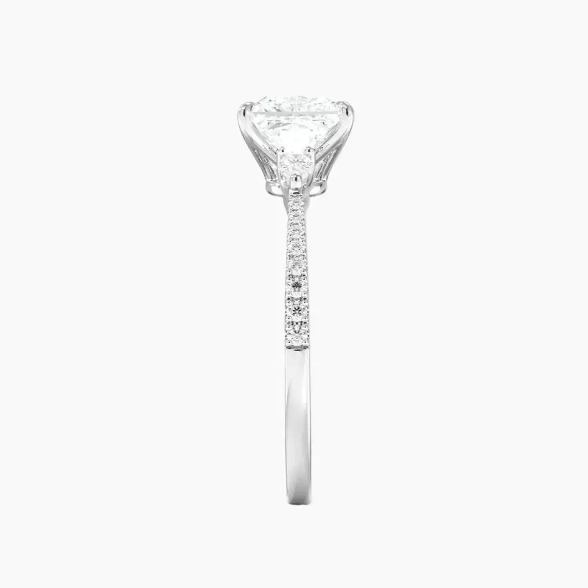 Calliope Pave Princess Three Stone 1 Carat Lab Grown Diamond Engagement Ring in 18K Rose Gold