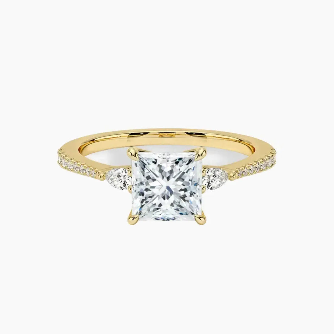Calliope Pave Princess Three Stone 1 Carat Lab Grown Diamond Engagement Ring in 18K Rose Gold