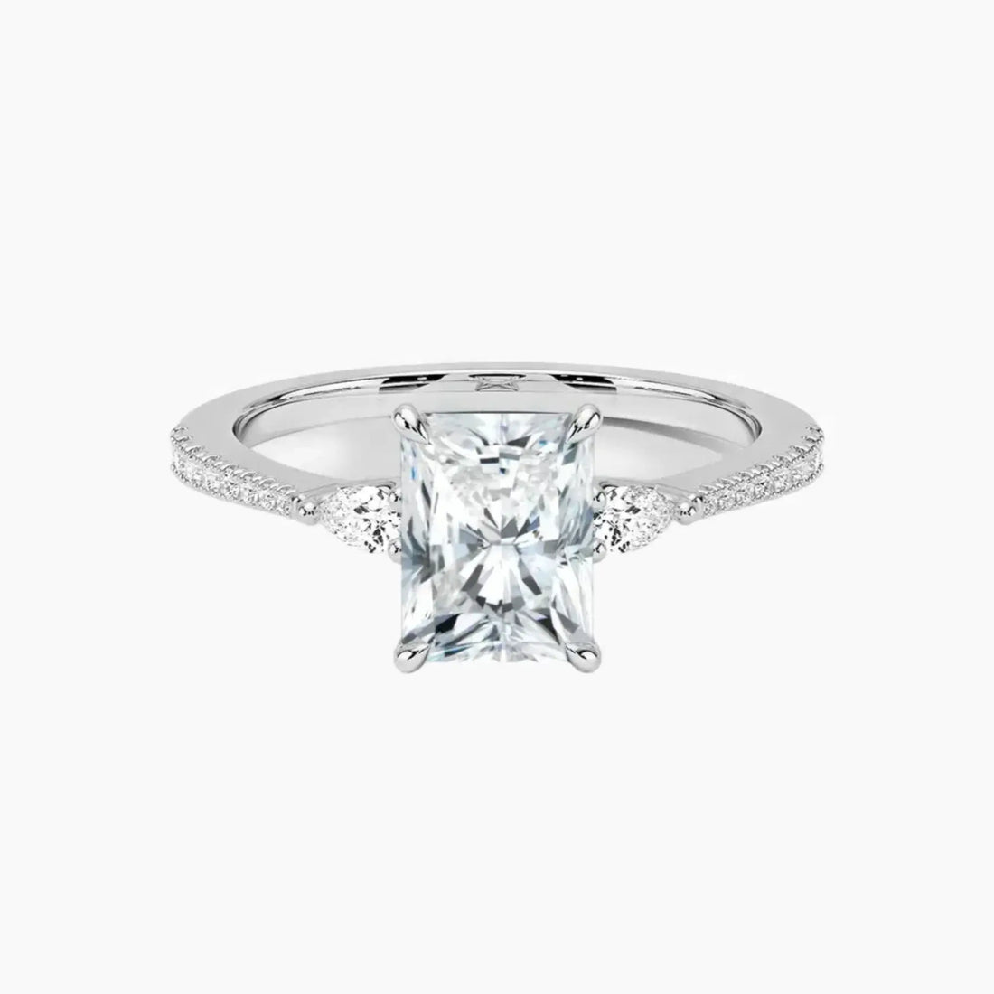 Calliope Pave Radiant Three Stone 1 Carat Lab Grown Diamond Engagement Ring in 18K Rose Gold