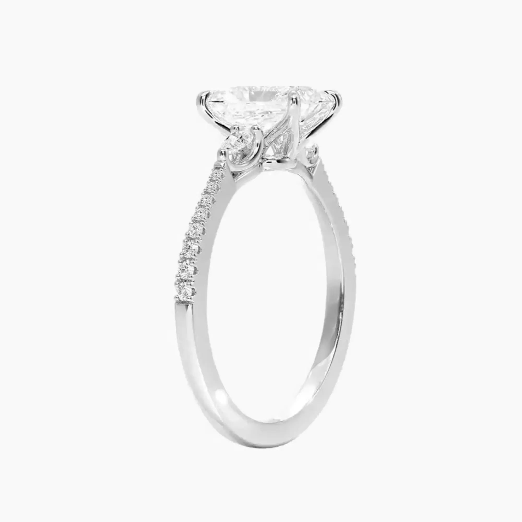 Calliope Pave Radiant Three Stone 1 Carat Lab Grown Diamond Engagement Ring in 14K Yellow Gold