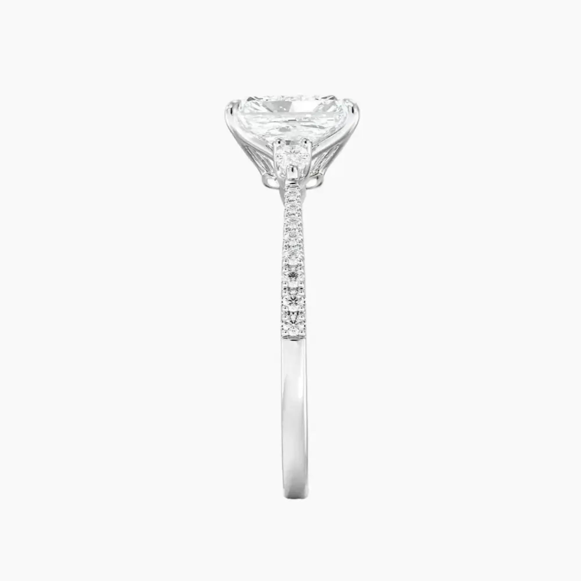 Calliope Pave Radiant Three Stone 2 Carat Lab Grown Diamond Engagement Ring in 18K Yellow Gold