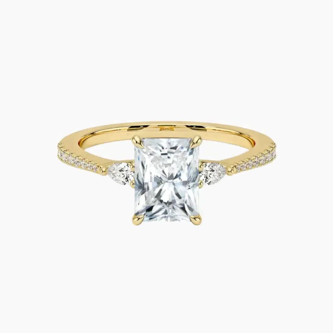 Calliope Pave Radiant Three Stone Diamond Ring Setting in 18K Rose Gold