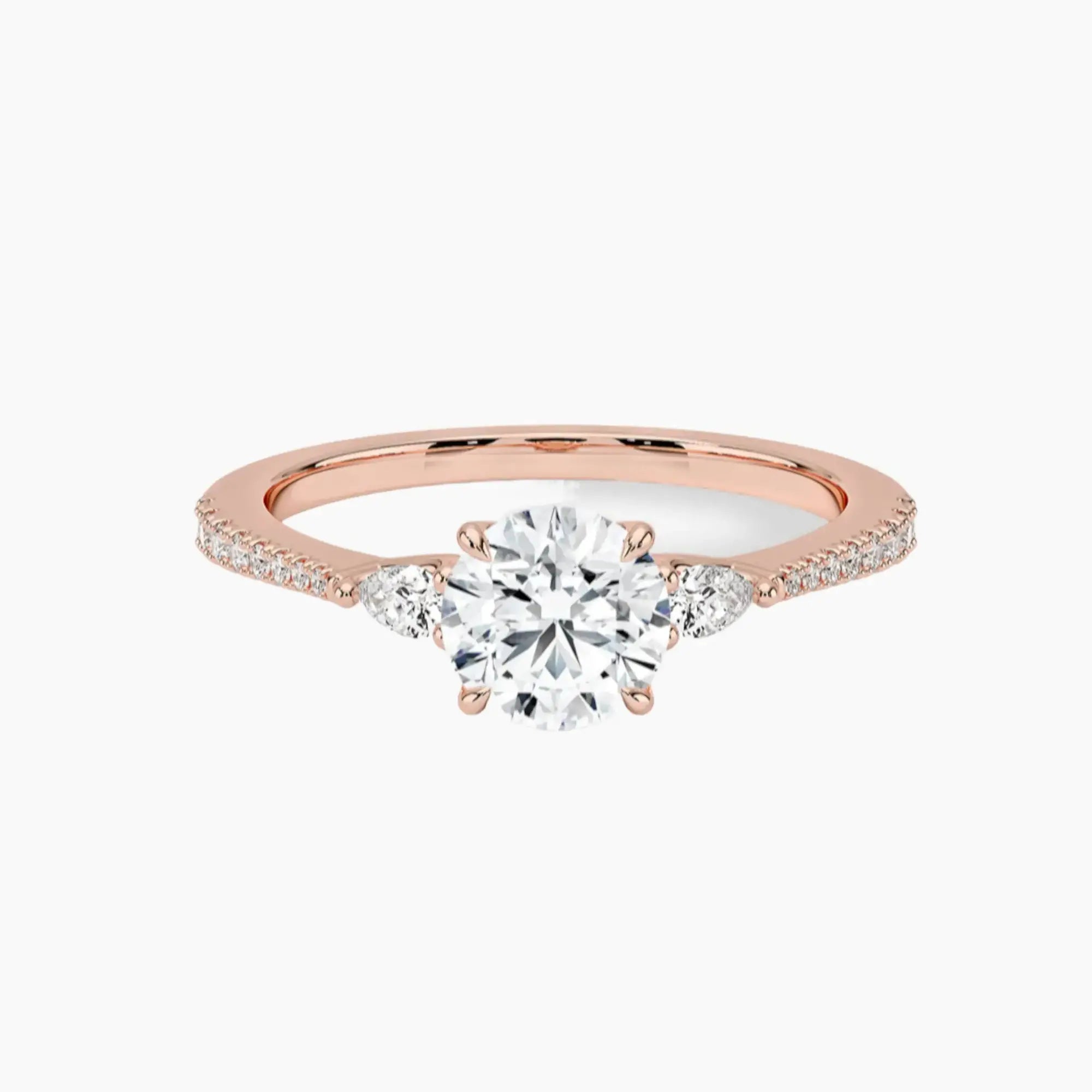 Calliope Pave Round Three Stone Diamond Ring Setting in 14K White Gold