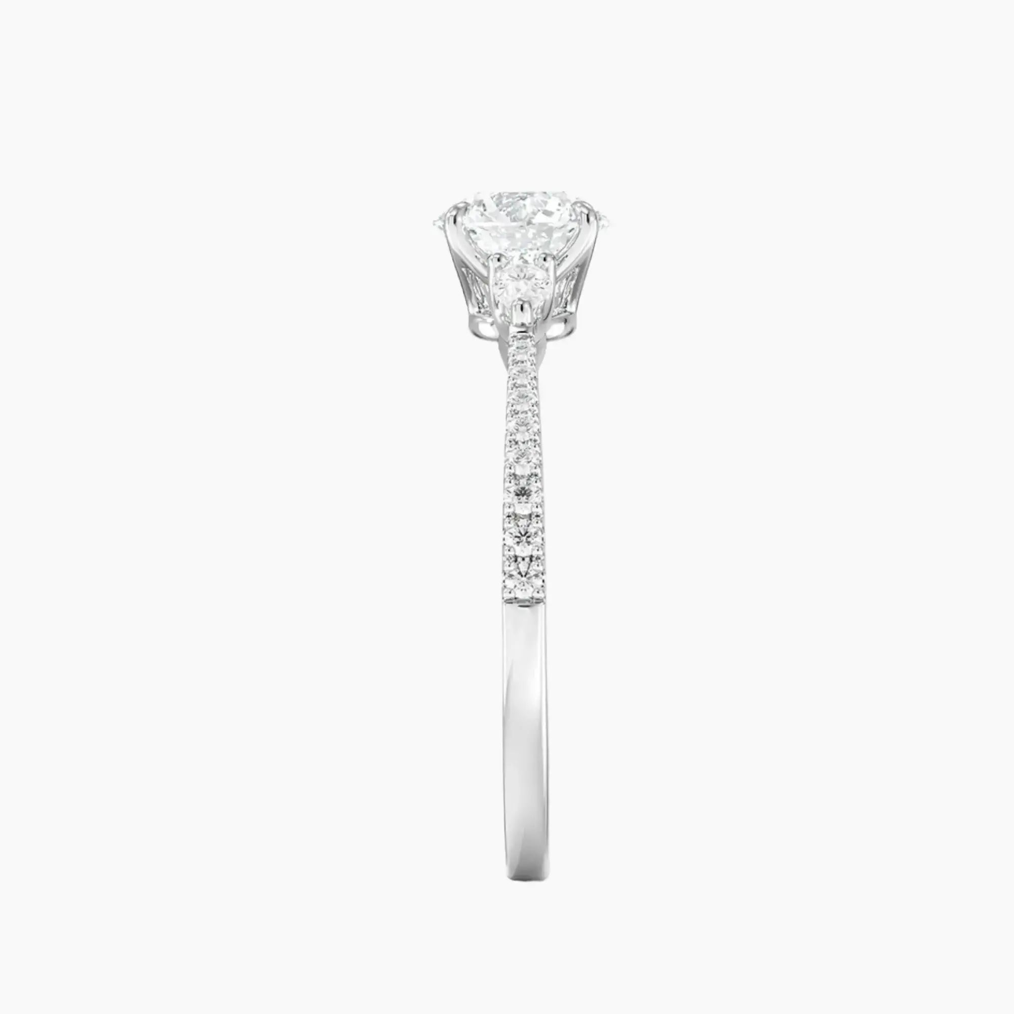 Calliope Pave Round Three Stone 1.5 Carat Lab Grown Diamond Engagement Ring in 14K Rose Gold