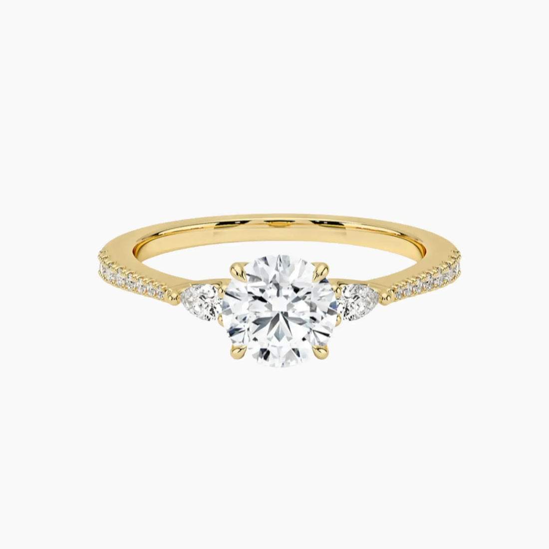 Calliope Pave Round Three Stone 2 Carat Lab Grown Diamond Engagement Ring in 18K White Gold