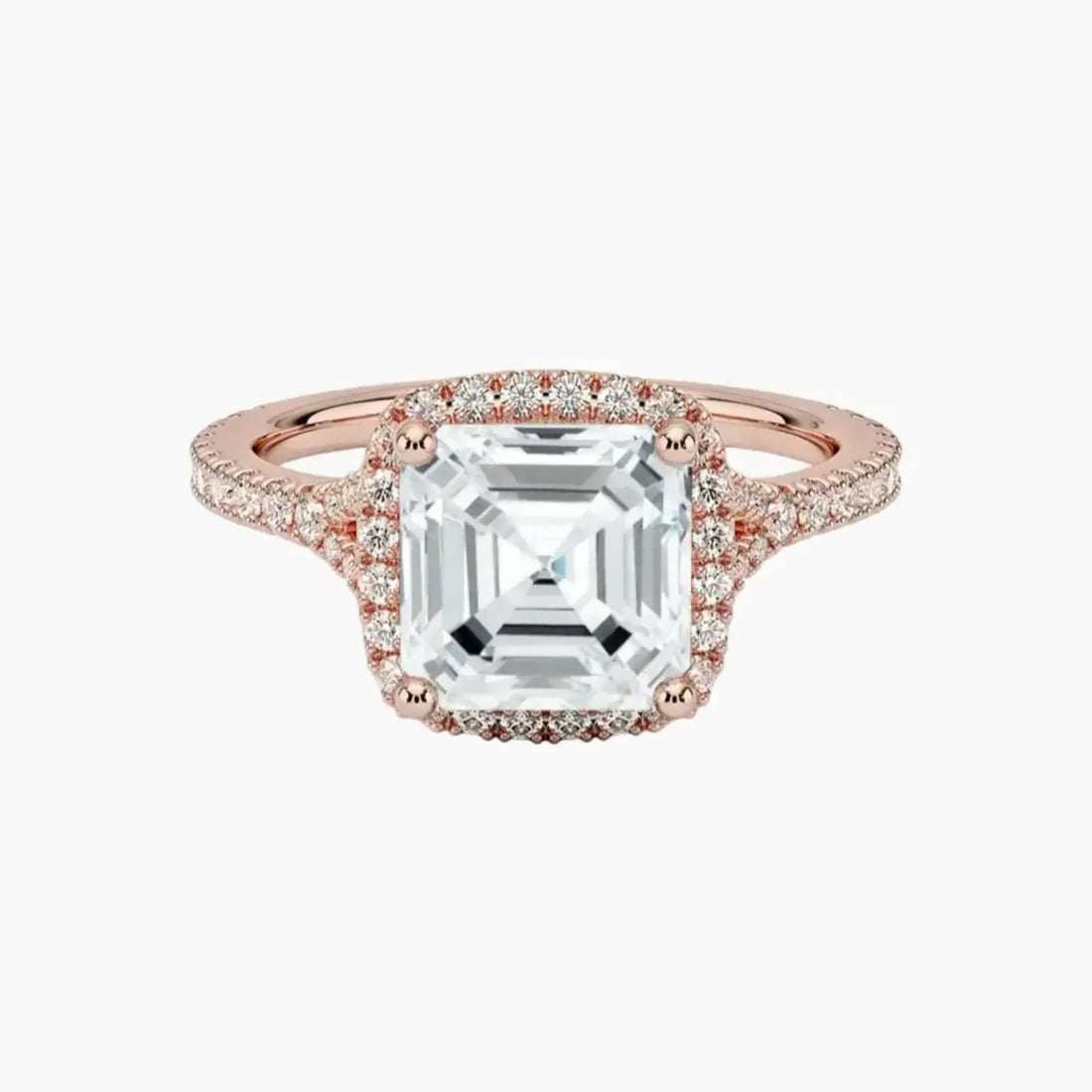 Lysandra Asscher Hidden Halo 1 Carat Lab Grown Diamond Engagement Ring in 14K Yellow Gold