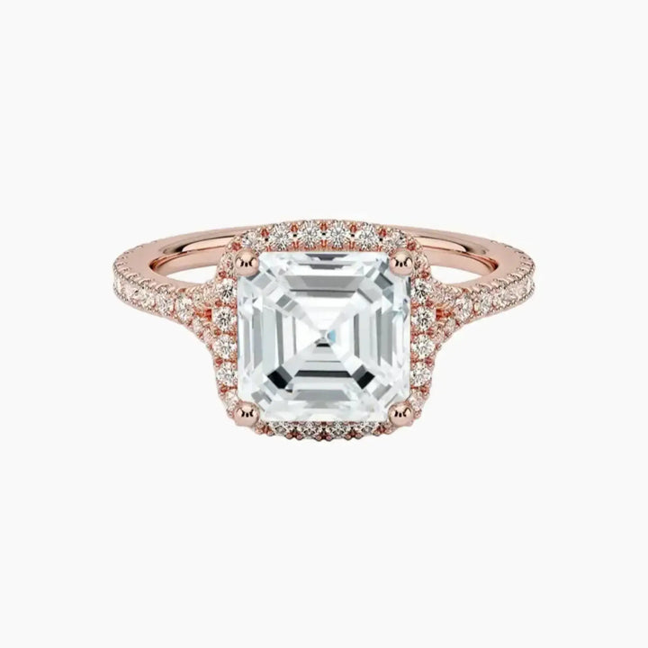 Lysandra Asscher Hidden Halo 1 Carat Lab Grown Diamond Engagement Ring in 14K Rose Gold