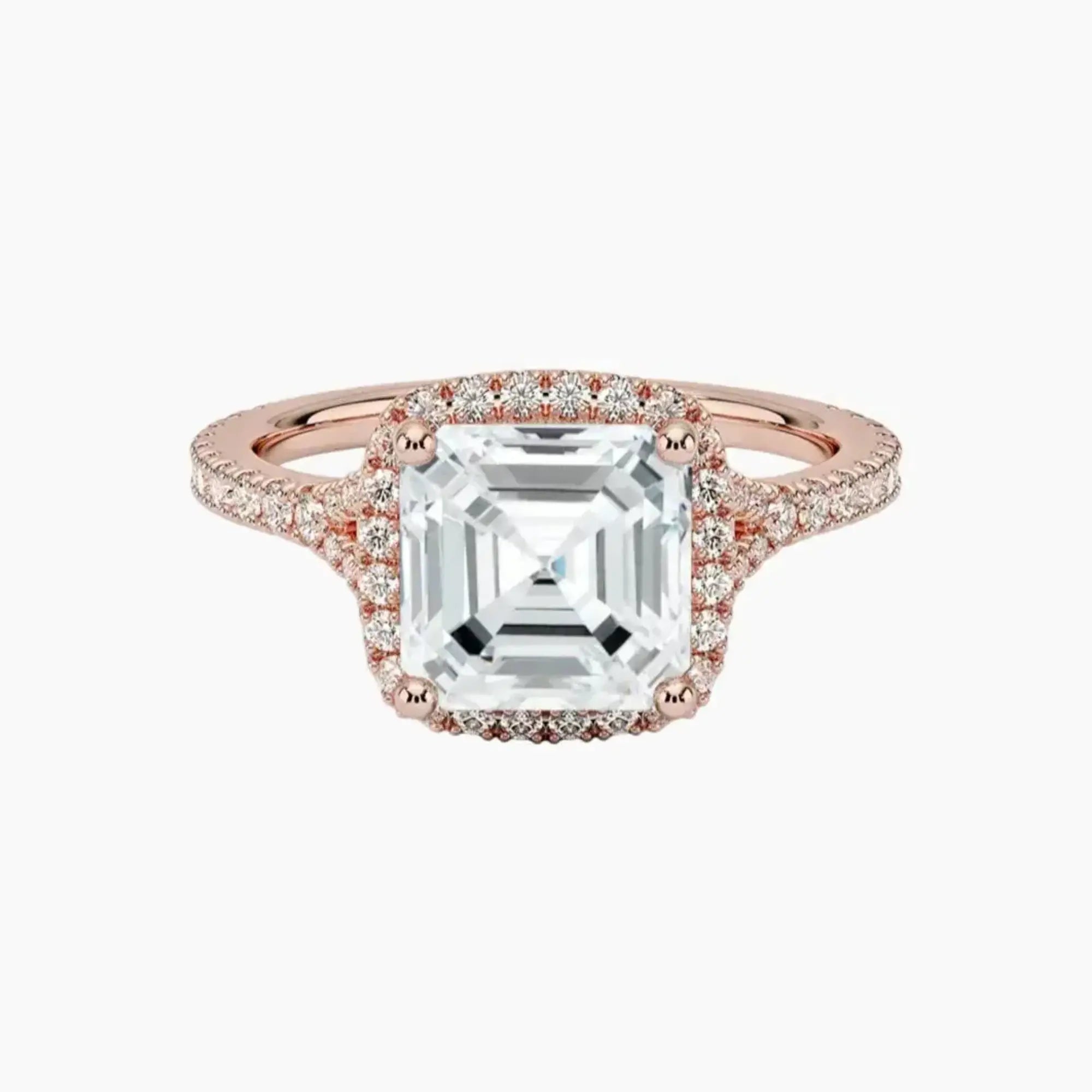 Lysandra Asscher Hidden Halo 3 Carat Lab Grown Diamond Engagement Ring in 14K White Gold
