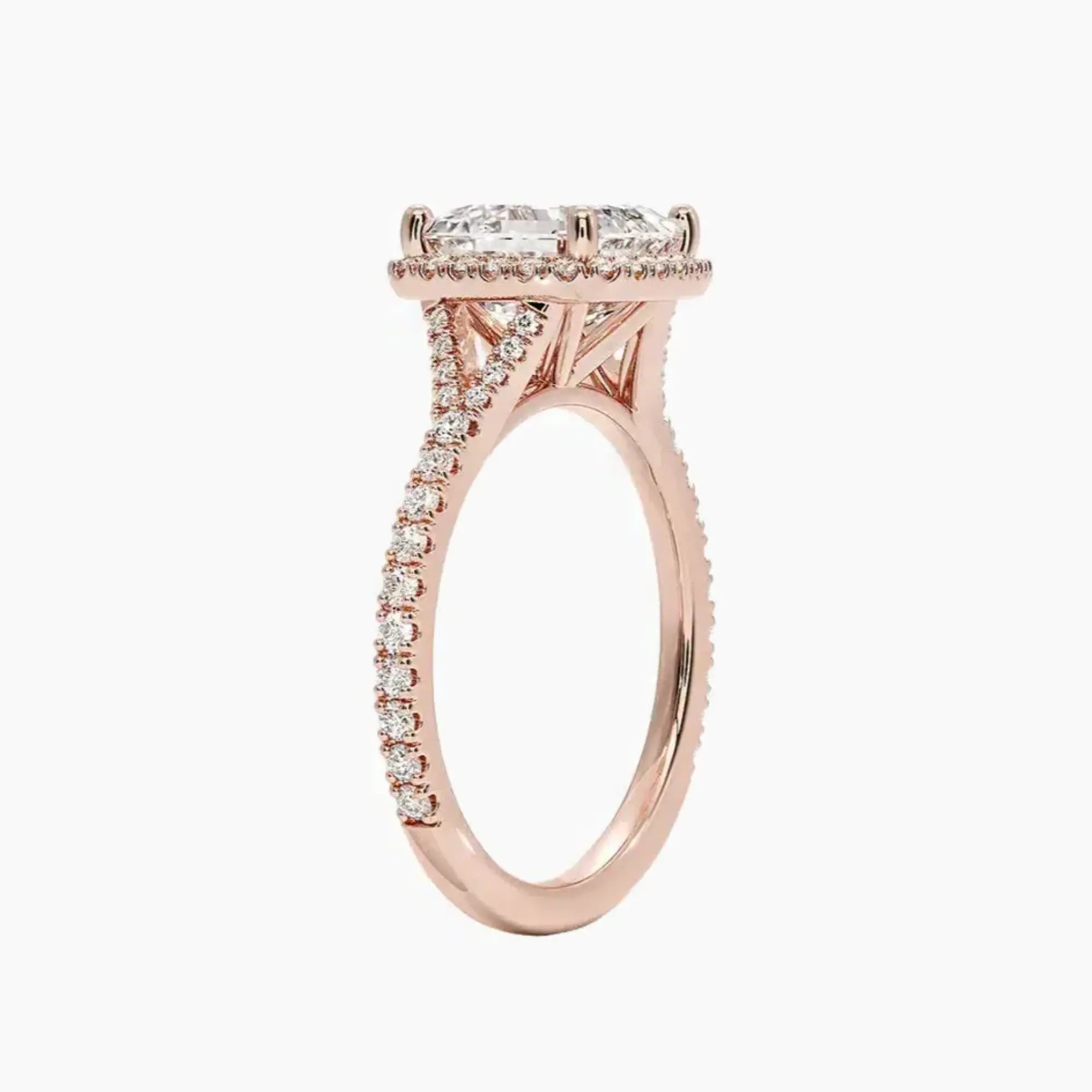 Lysandra Asscher Hidden Halo 2 Carat Lab Grown Diamond Engagement Ring in 14K Yellow Gold