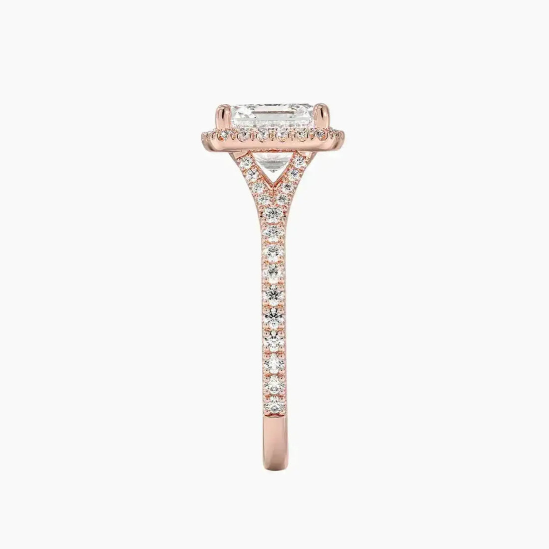 Lysandra Asscher Hidden Halo 2 Carat Lab Grown Diamond Engagement Ring in 18K Rose Gold