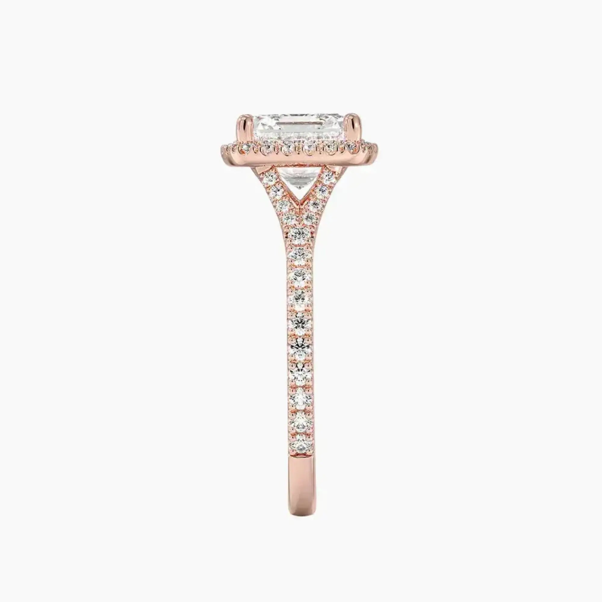 Lysandra Asscher Hidden Halo Diamond Ring Setting in 18K White Gold