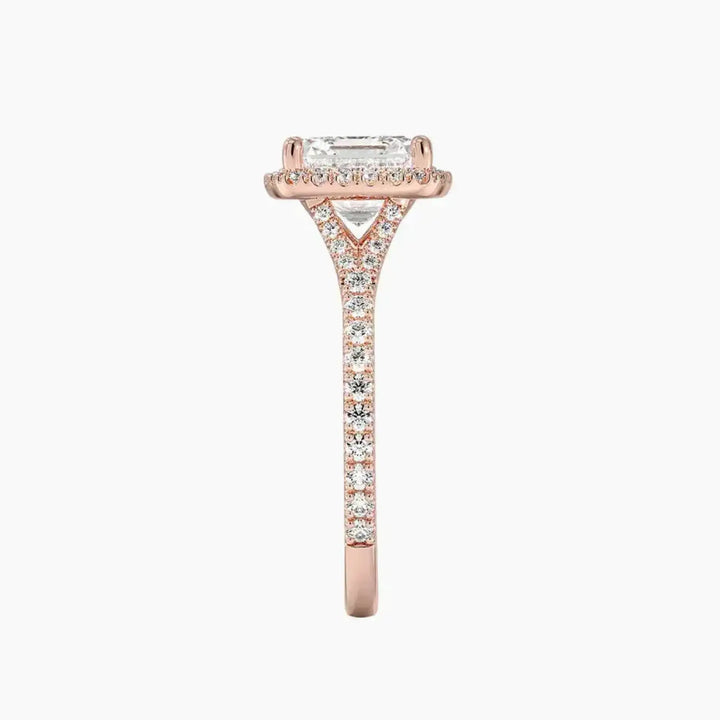 Lysandra Asscher Hidden Halo 3 Carat Lab Grown Diamond Engagement Ring in 14K White Gold