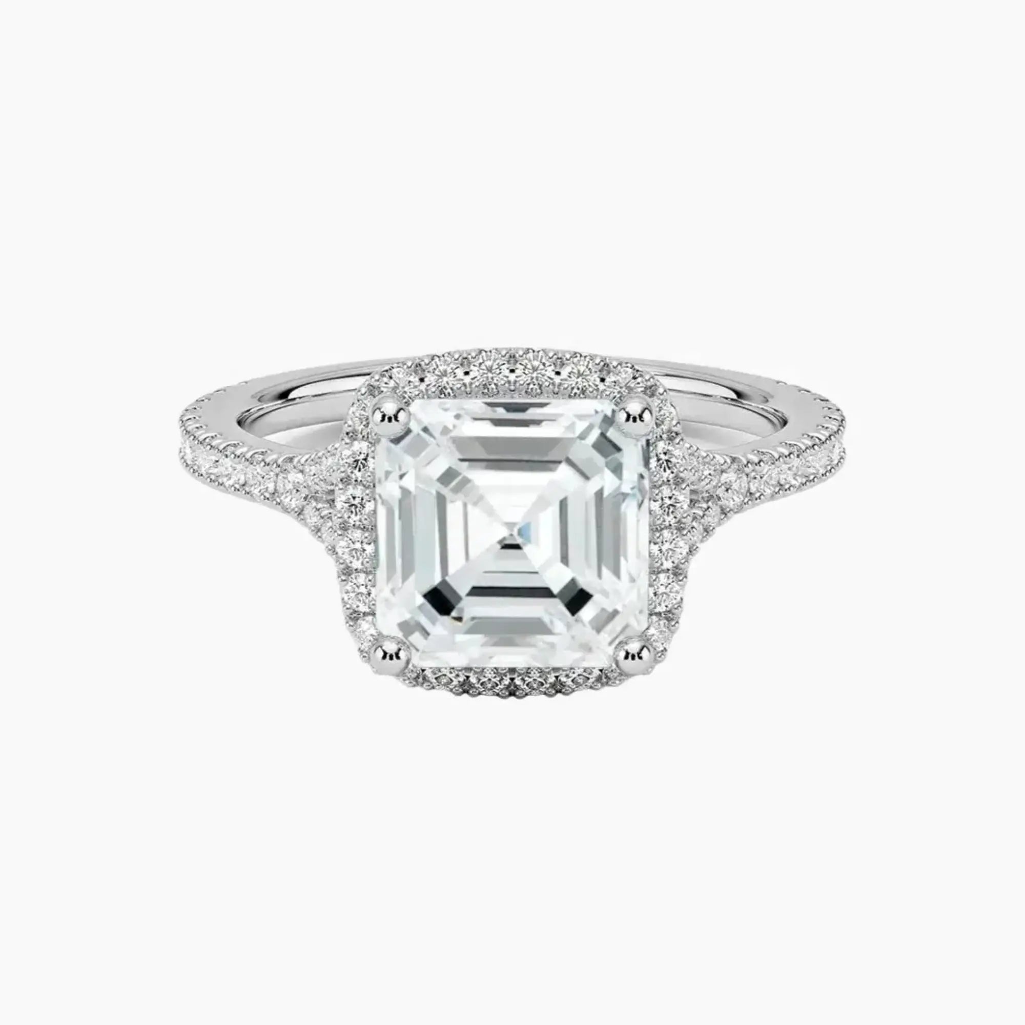 Lysandra Asscher Hidden Halo 2 Carat Lab Grown Diamond Engagement Ring in 14K Rose Gold
