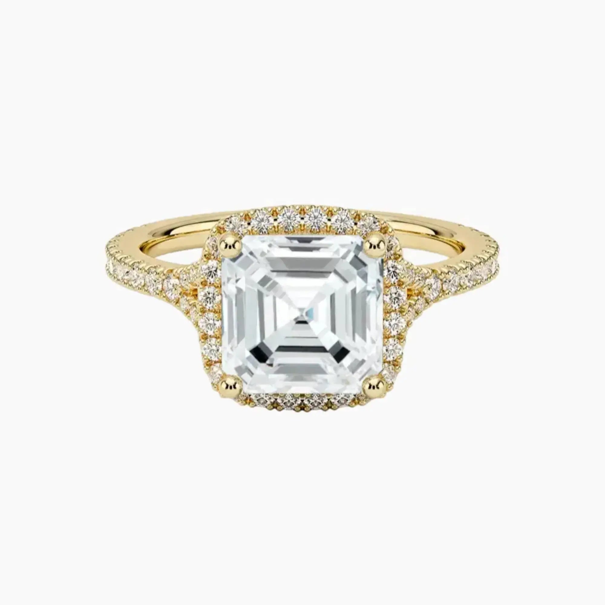 Lysandra Asscher Hidden Halo Diamond Ring Setting in 18K Rose Gold