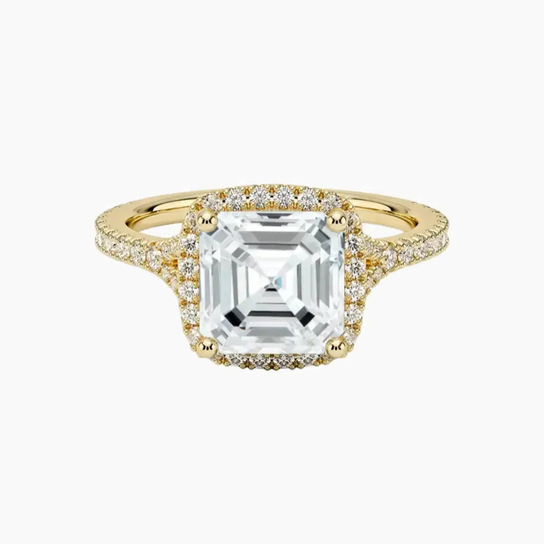 Lysandra Asscher Hidden Halo 1 Carat Lab Grown Diamond Engagement Ring in 14K Yellow Gold