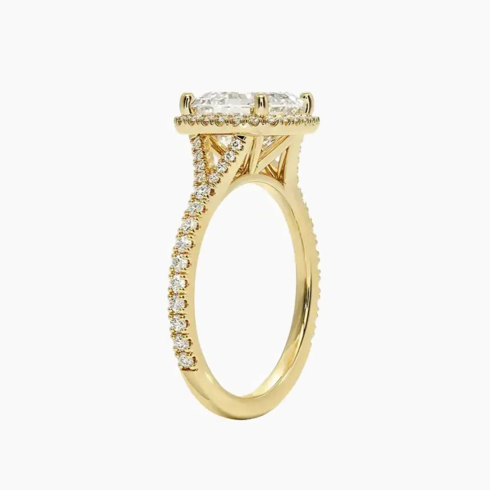 Lysandra Asscher Hidden Halo Diamond Ring Setting in 14K Rose Gold