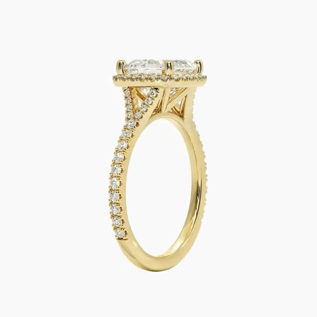 Lysandra Asscher Hidden Halo Diamond Ring Setting in 14K White Gold