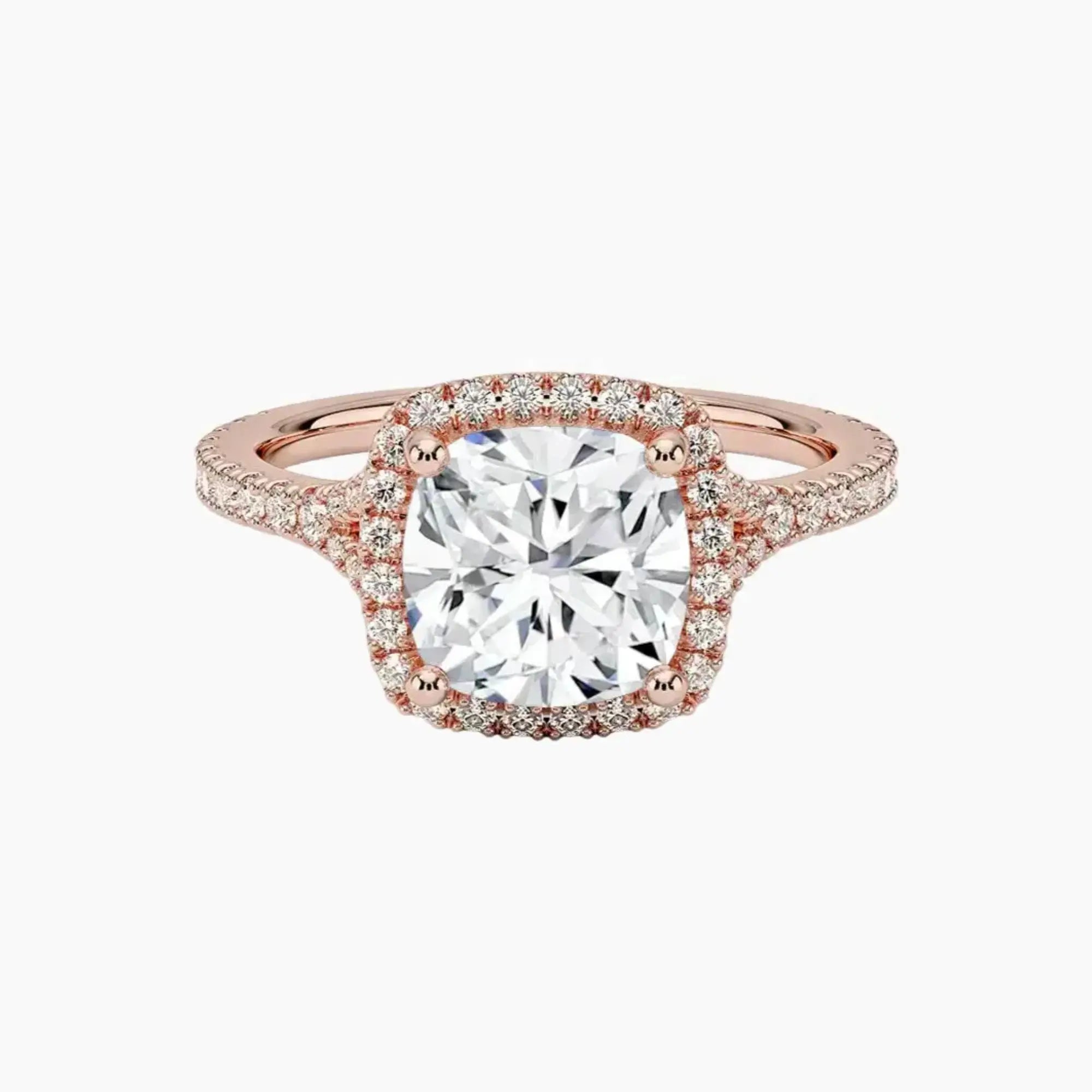 Lysandra Cushion Hidden Halo 3 Carat Lab Grown Diamond Engagement Ring in 14K Yellow Gold