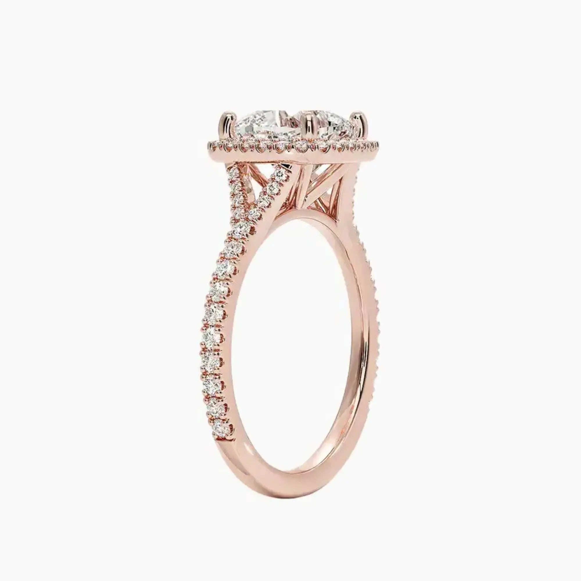 Lysandra Cushion Hidden Halo 2 Carat Lab Grown Diamond Engagement Ring in 14K White Gold