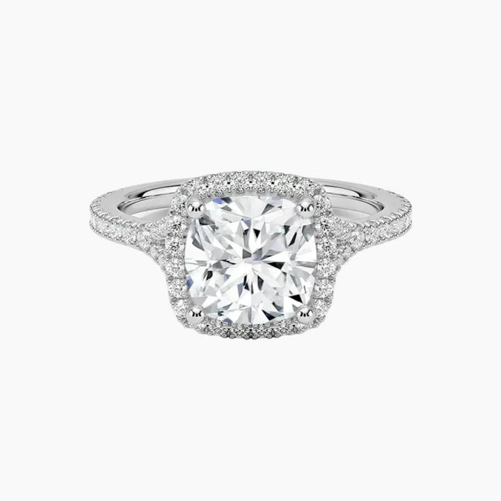 Lysandra Cushion Hidden Halo 2 Carat Lab Grown Diamond Engagement Ring in 14K White Gold