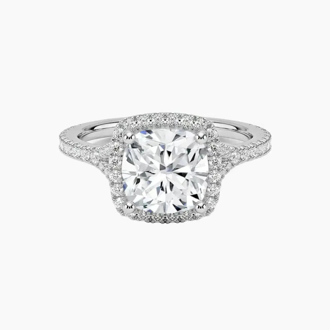 Lysandra Cushion Hidden Halo 3 Carat Lab Grown Diamond Engagement Ring in 18K Yellow Gold