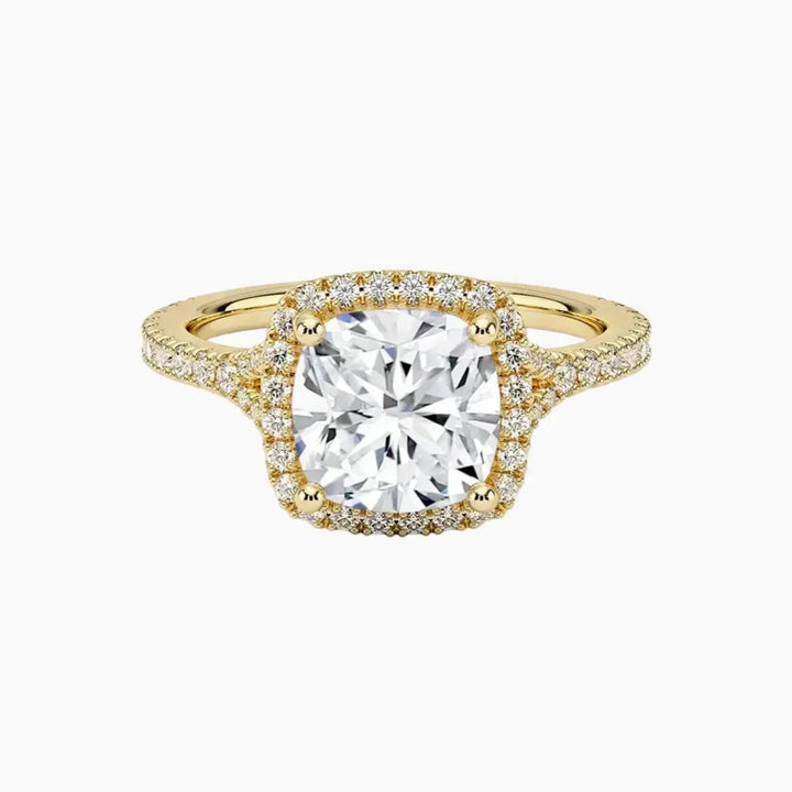 Lysandra Cushion Hidden Halo 1.5 Carat Lab Grown Diamond Engagement Ring in 14K Yellow Gold