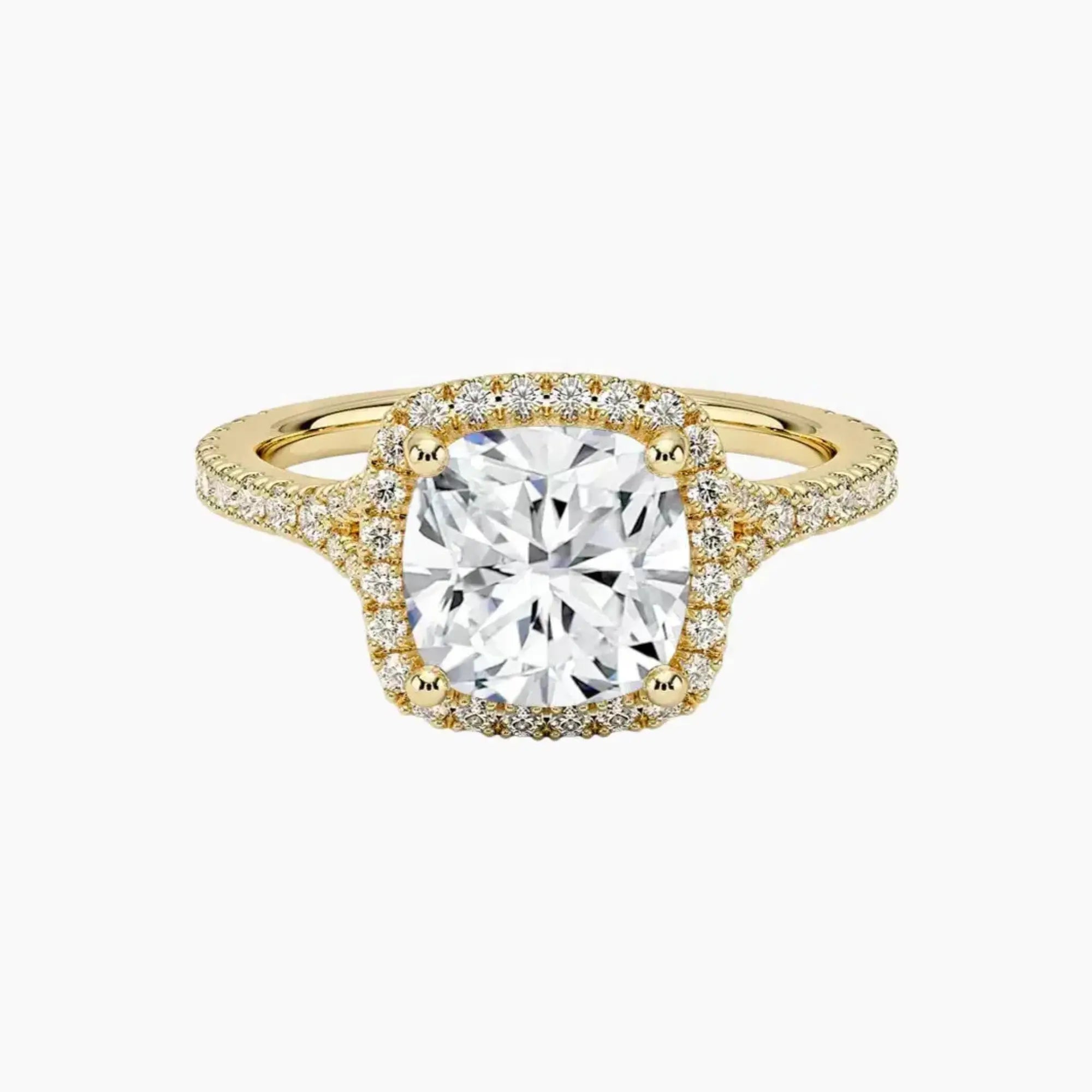 Lysandra Cushion Hidden Halo Diamond Ring Setting in 18K White Gold