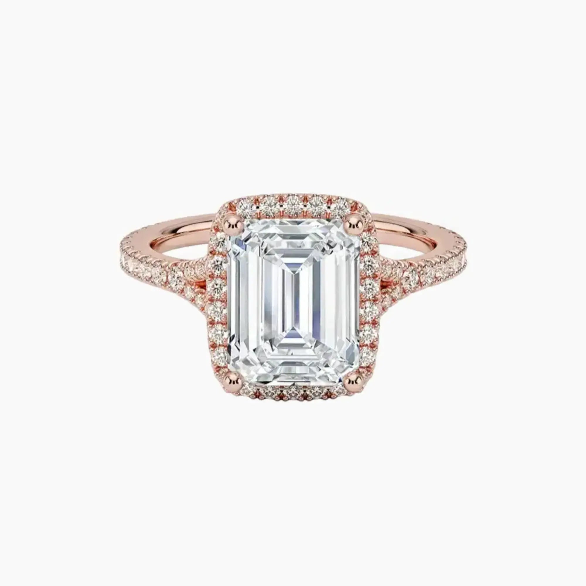 Lysandra Emerald Hidden Halo 2.5 Carat Lab Grown Diamond Engagement Ring in 14K Yellow Gold