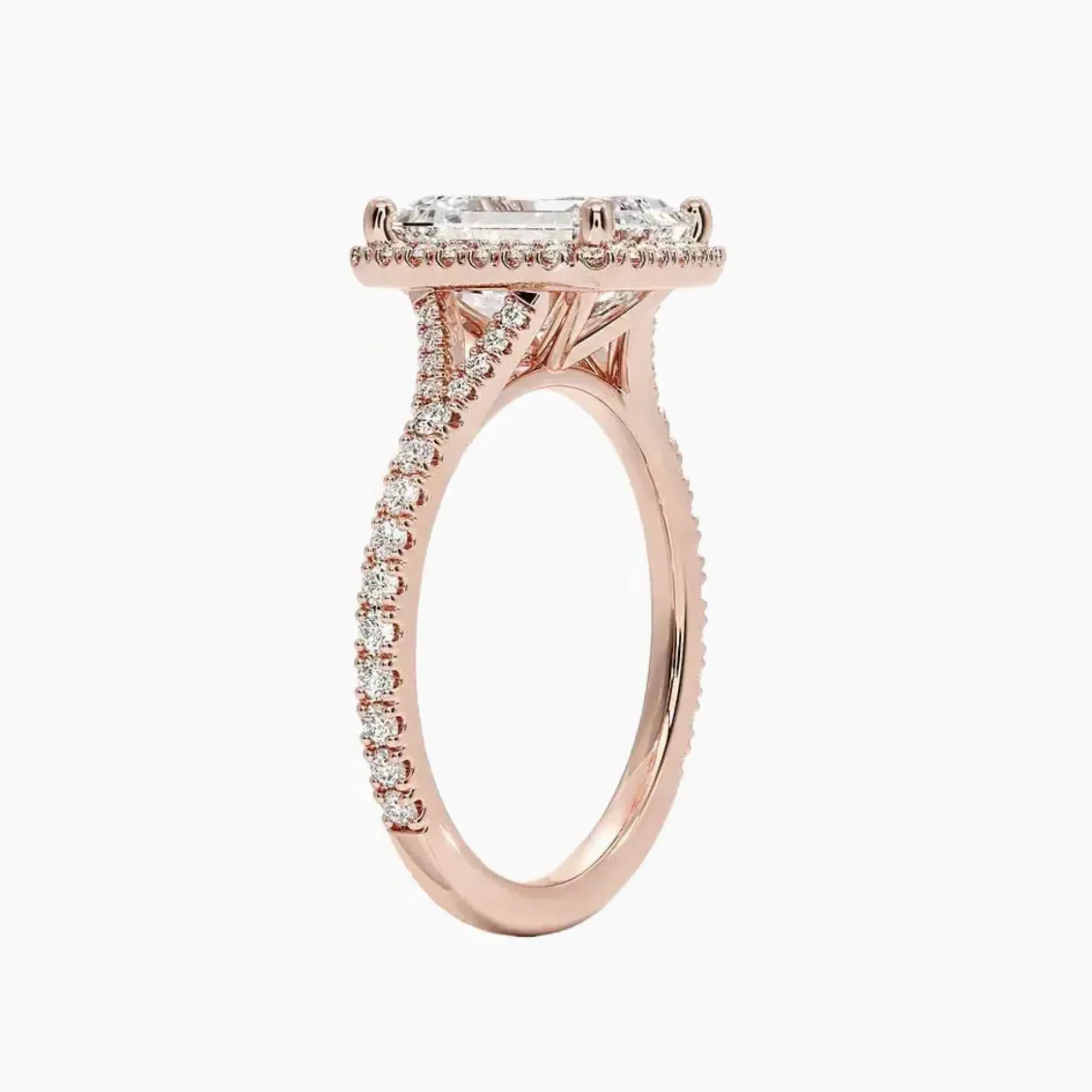 Lysandra Emerald Hidden Halo 1 Carat Lab Grown Diamond Engagement Ring in 18K Yellow Gold