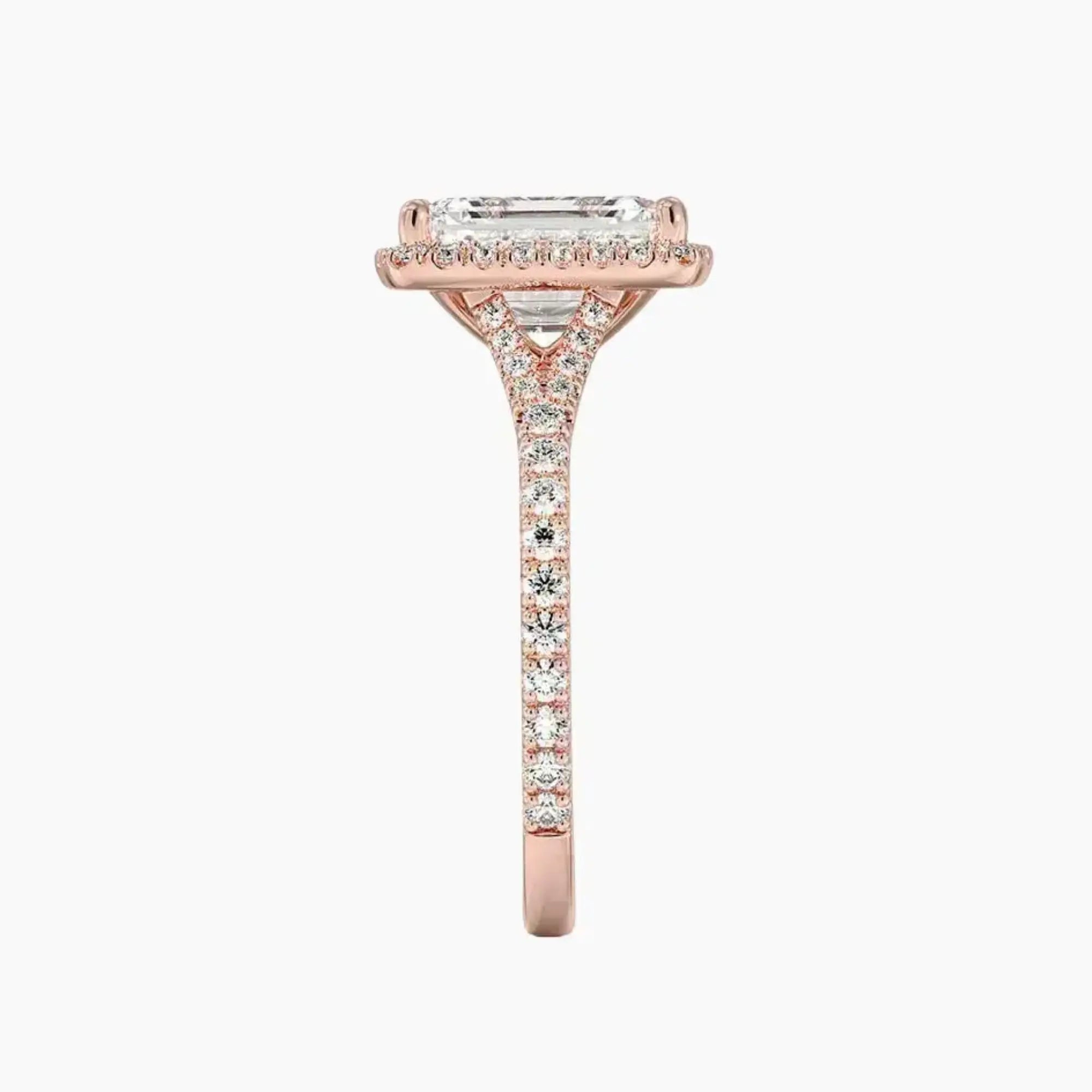 Lysandra Emerald Hidden Halo Diamond Ring Setting in 18K Yellow Gold