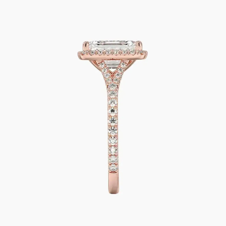Lysandra Emerald Hidden Halo 1.5 Carat Lab Grown Diamond Engagement Ring in 14K White Gold