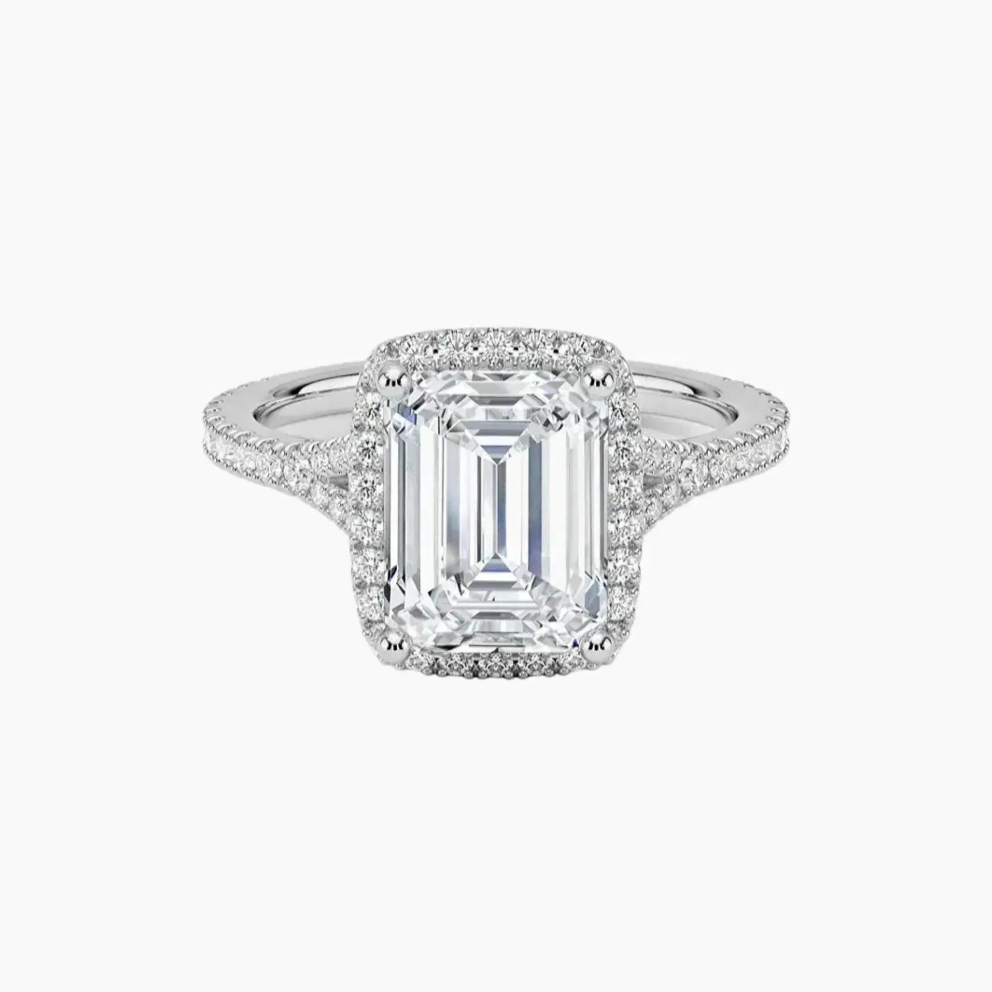 Lysandra Emerald Hidden Halo 2 Carat Lab Grown Diamond Engagement Ring in 14K Rose Gold