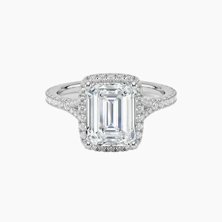 Lysandra Emerald Hidden Halo 2 Carat Lab Grown Diamond Engagement Ring in 14K White Gold