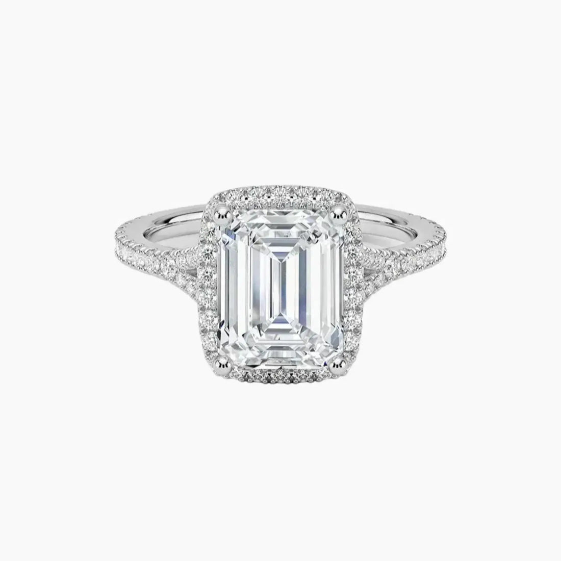 Lysandra Emerald Hidden Halo 1 Carat Lab Grown Diamond Engagement Ring in 18K Rose Gold