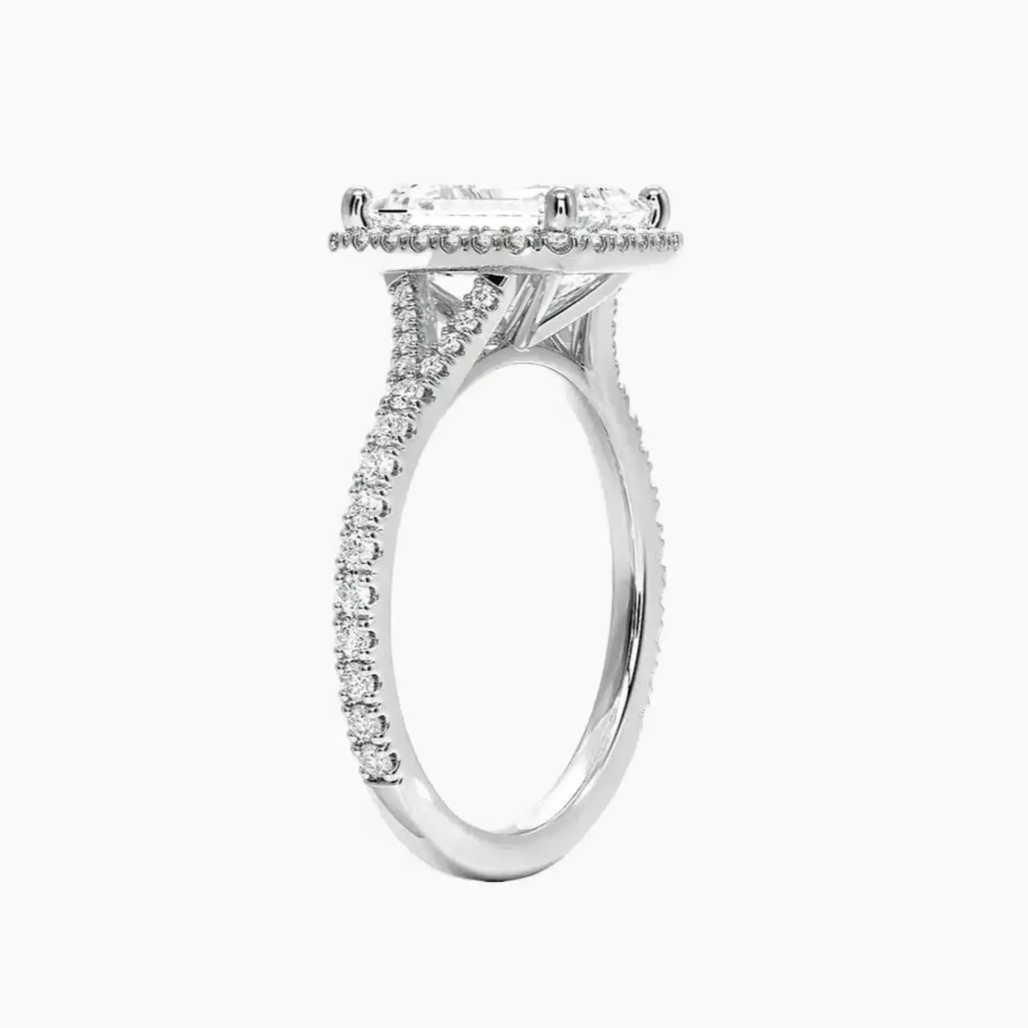 Lysandra Emerald Hidden Halo 1.5 Carat Lab Grown Diamond Engagement Ring in 18K Rose Gold