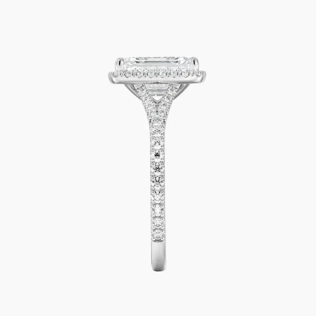 Lysandra Emerald Hidden Halo 2 Carat Lab Grown Diamond Engagement Ring in 14K White Gold