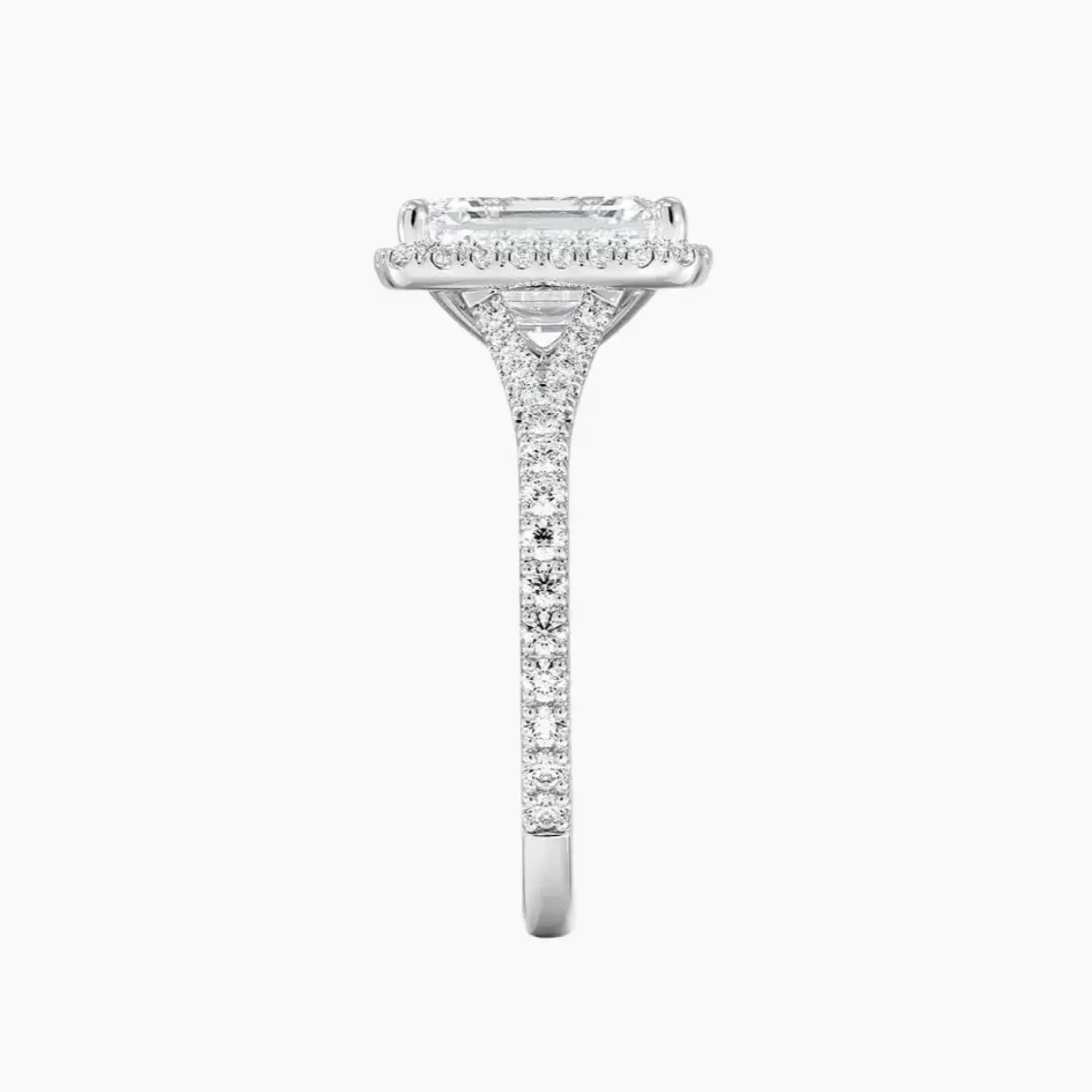 Lysandra Emerald Hidden Halo 2 Carat Lab Grown Diamond Engagement Ring in 18K White Gold