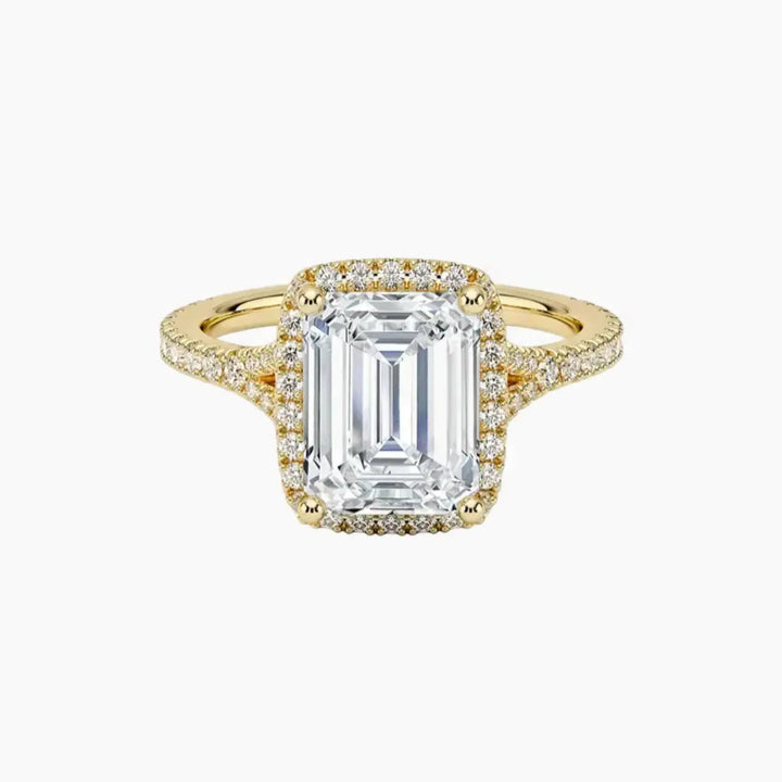 Lysandra Emerald Hidden Halo 3 Carat Lab Grown Diamond Engagement Ring in 14K Yellow Gold