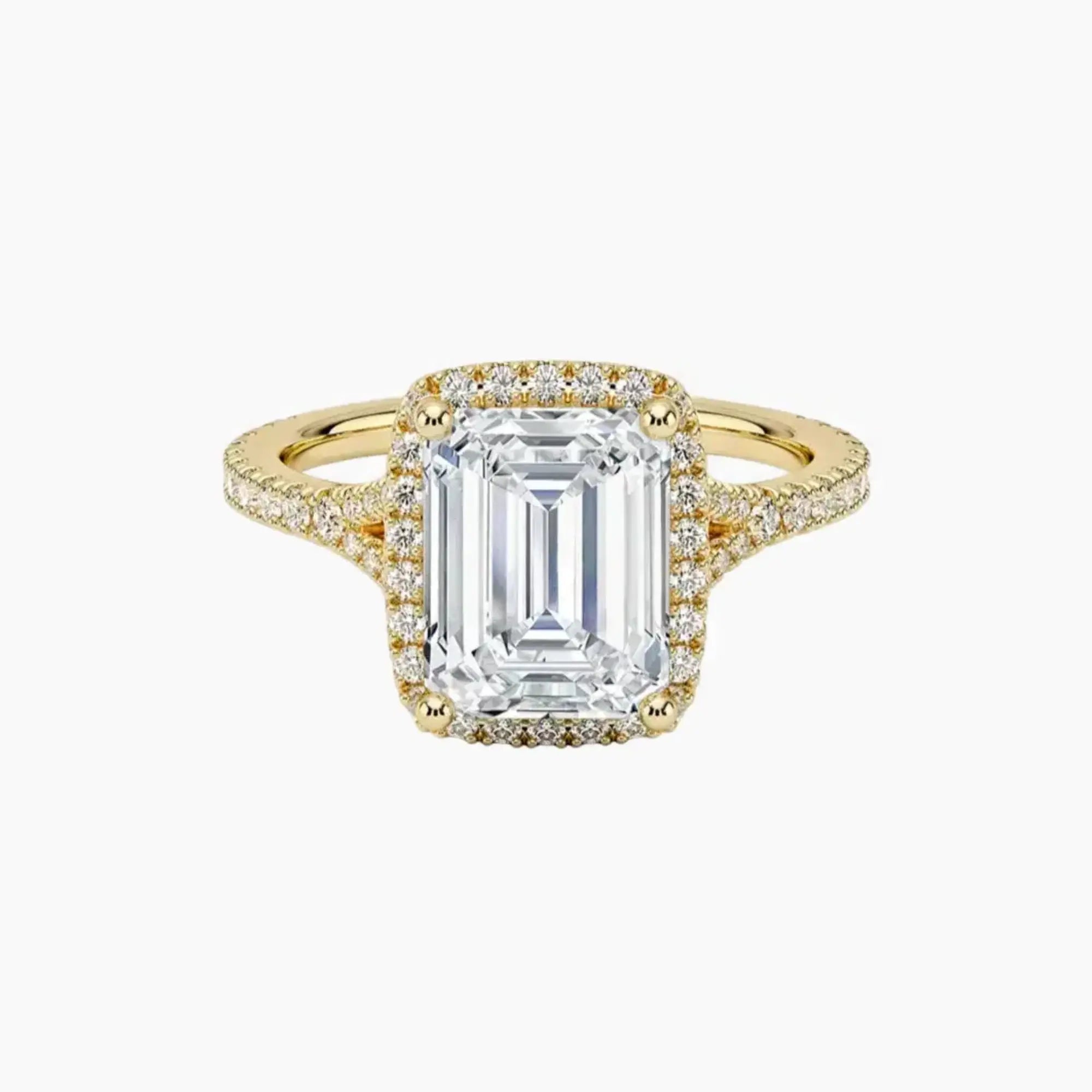 Lysandra Emerald Hidden Halo 2.5 Carat Lab Grown Diamond Engagement Ring in 14K Yellow Gold