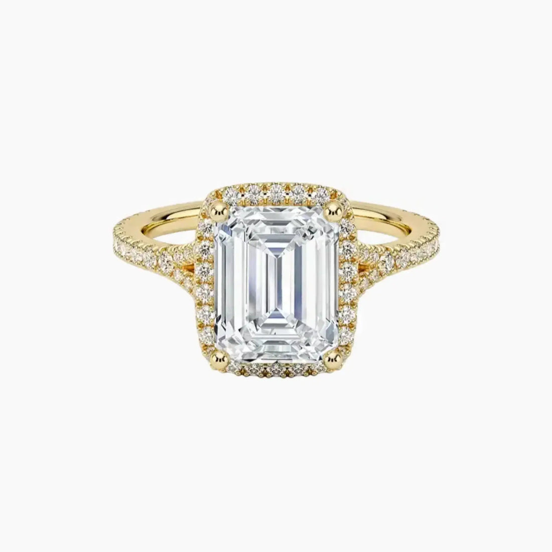 Lysandra Emerald Hidden Halo 2.5 Carat Lab Grown Diamond Engagement Ring in 18K Rose Gold
