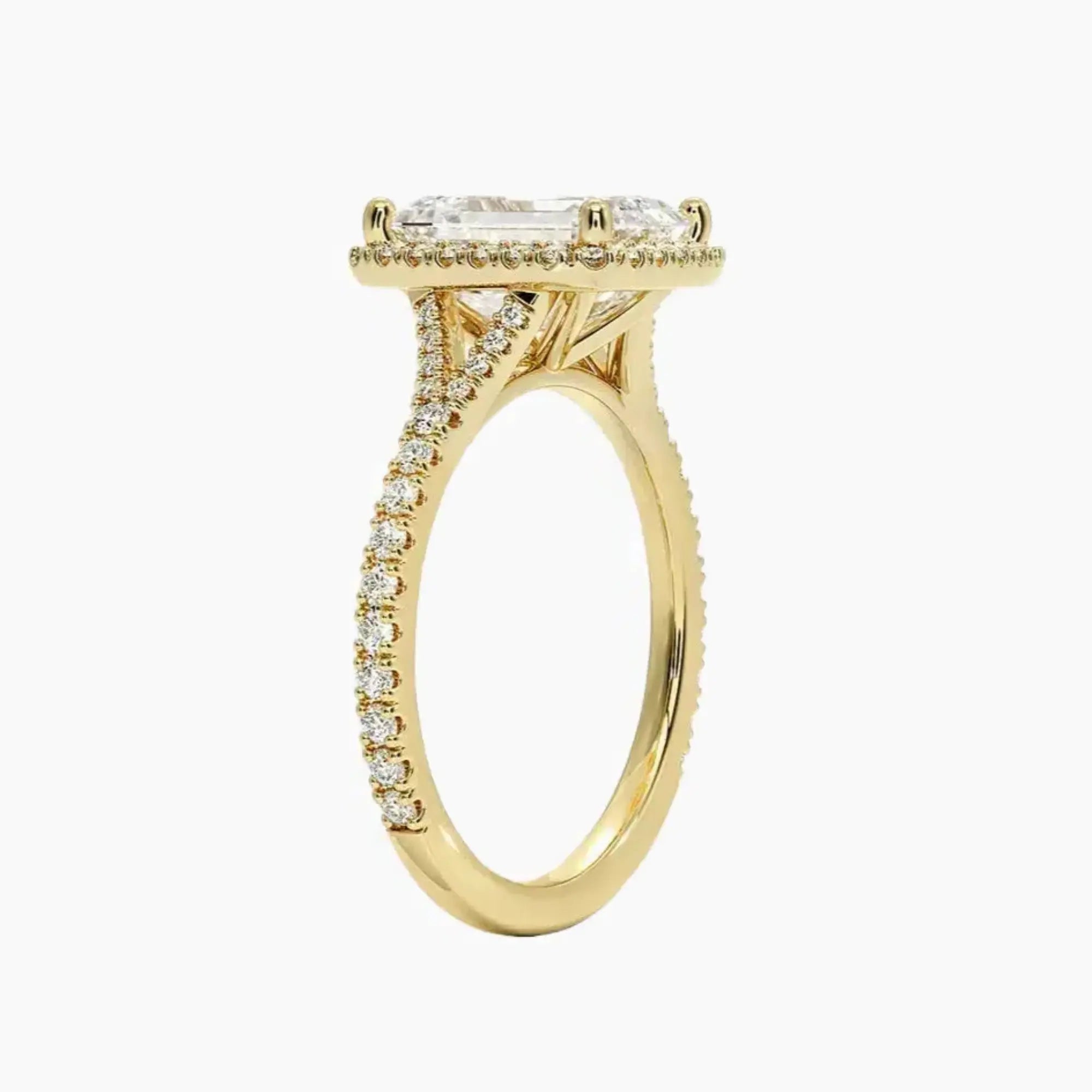 Lysandra Emerald Hidden Halo Diamond Ring Setting in 14K Yellow Gold
