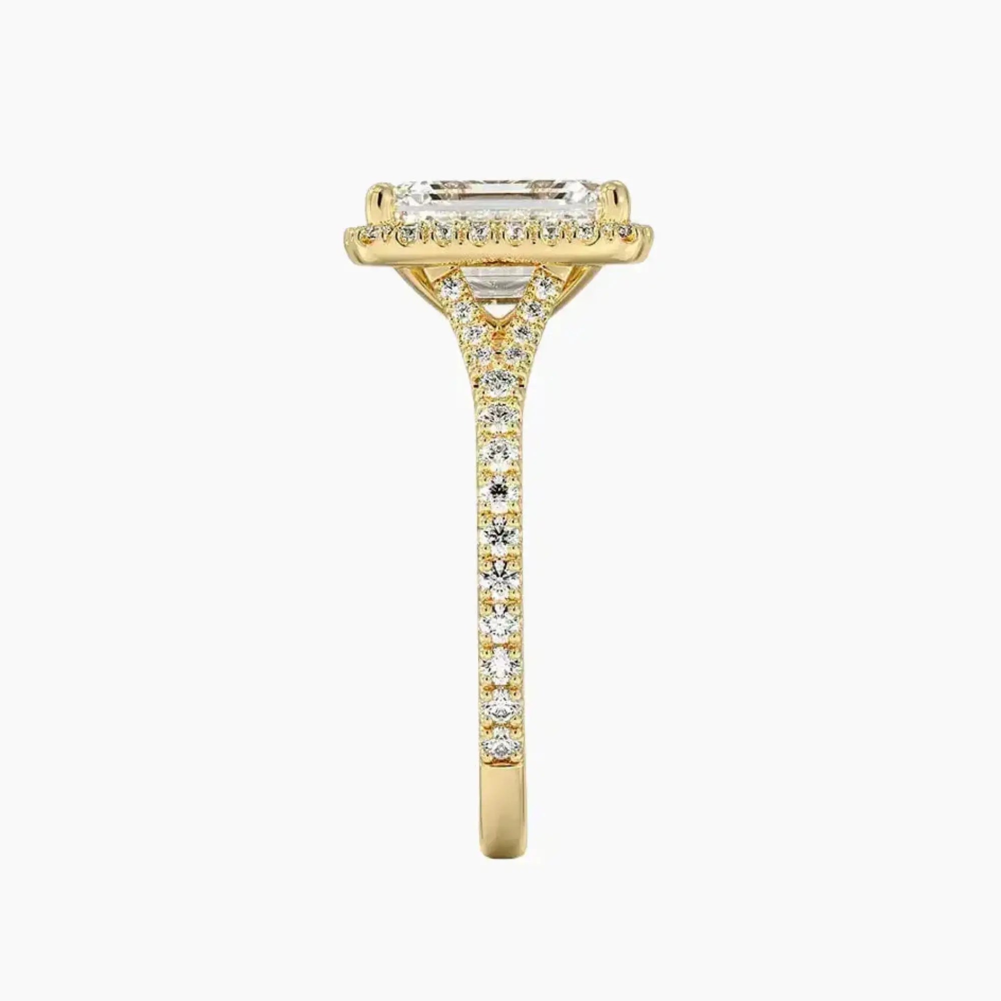 Lysandra Emerald Hidden Halo Diamond Ring Setting in 18K Rose Gold