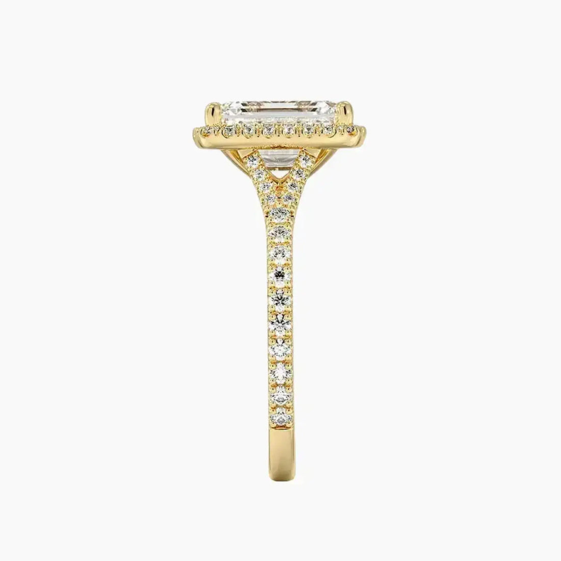 Lysandra Emerald Hidden Halo Diamond Ring Setting in 18K Rose Gold
