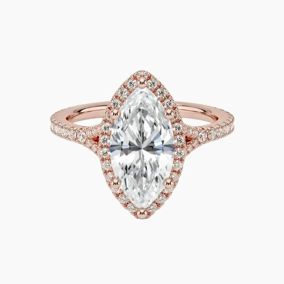 Lysandra Marquise Hidden Halo 1 Carat Lab Grown Diamond Engagement Ring in 14K Rose Gold