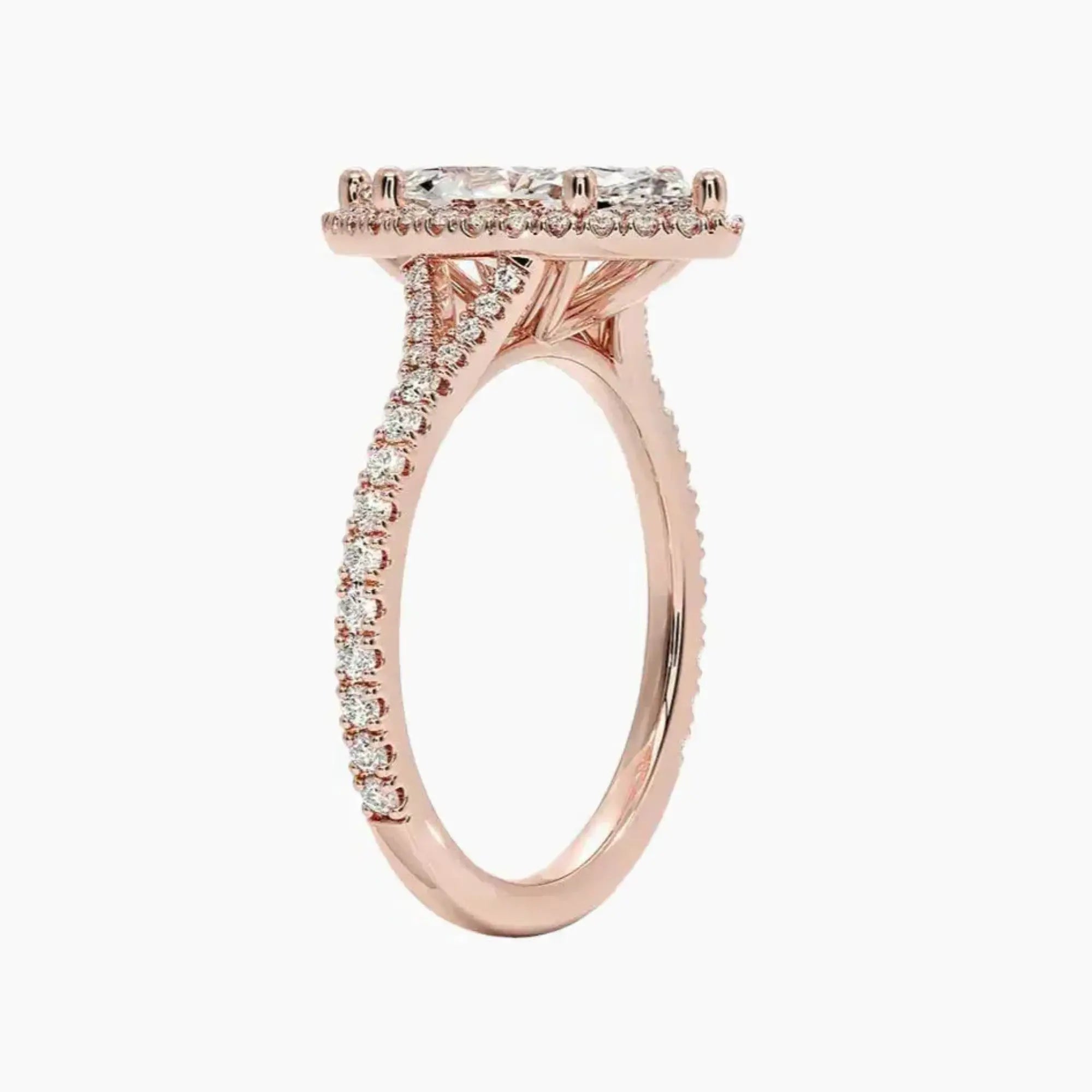Lysandra Marquise Hidden Halo 3 Carat Lab Grown Diamond Engagement Ring in 14K Yellow Gold