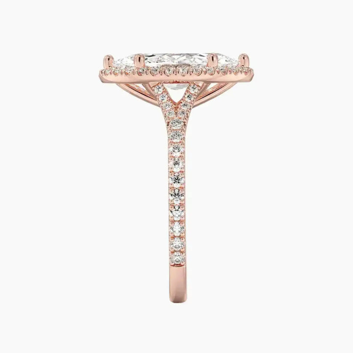 Lysandra Marquise Hidden Halo 2 Carat Lab Grown Diamond Engagement Ring in 18K Yellow Gold