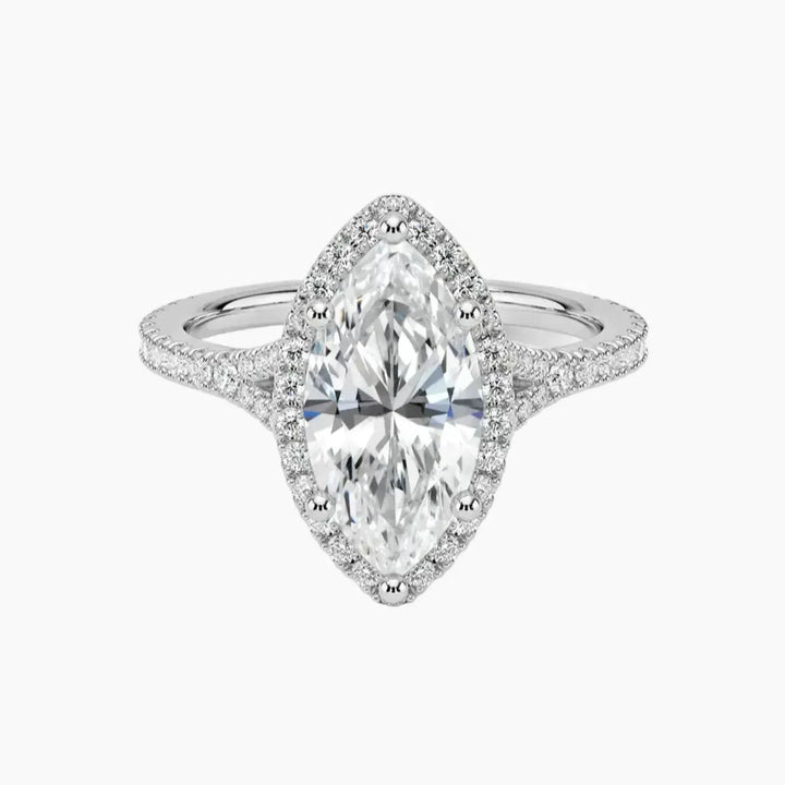 Lysandra Marquise Hidden Halo 2.5 Carat Lab Grown Diamond Engagement Ring in 18K White Gold