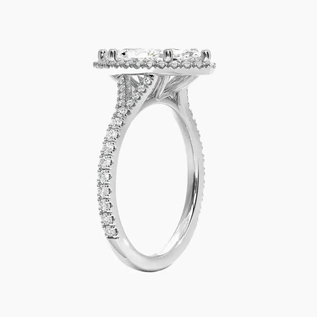 Lysandra Marquise Hidden Halo Diamond Ring Setting in 14K White Gold