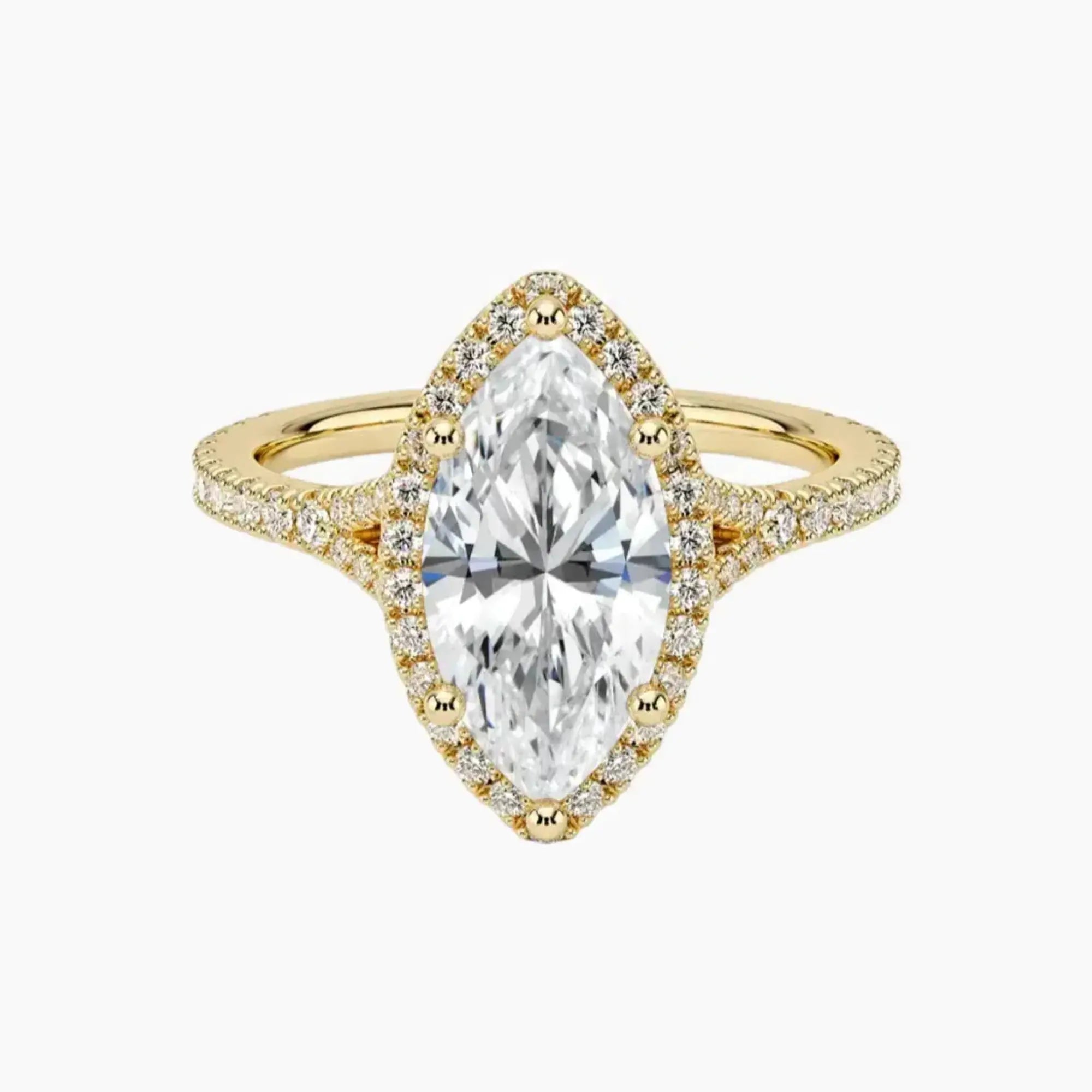 Lysandra Marquise Hidden Halo 1.5 Carat Lab Grown Diamond Engagement Ring in 14K Yellow Gold
